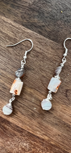 Load image into Gallery viewer, Botswana Agate and Tibetan Quarts Dangle Earrings