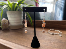 Load image into Gallery viewer, Botswana Agate and Tibetan Quarts Dangle Earrings