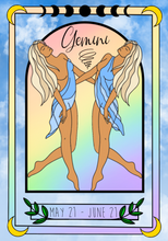 Load image into Gallery viewer, Print Zodiac Birthday Cards Gemini May 21st  - June 21st