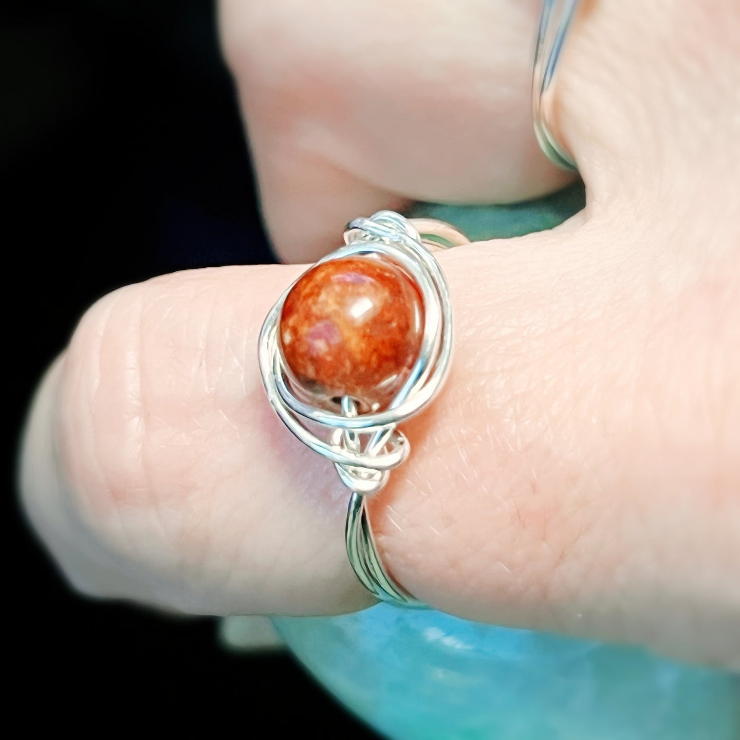 Dream Fire Agate Wire Wrapped Ring