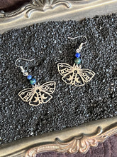 Load image into Gallery viewer, Moon Glow Moth Chrysocolla Dangles