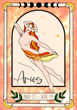 Load image into Gallery viewer, Print Zodiac Birthday Cards Aries March 21st - April 19th